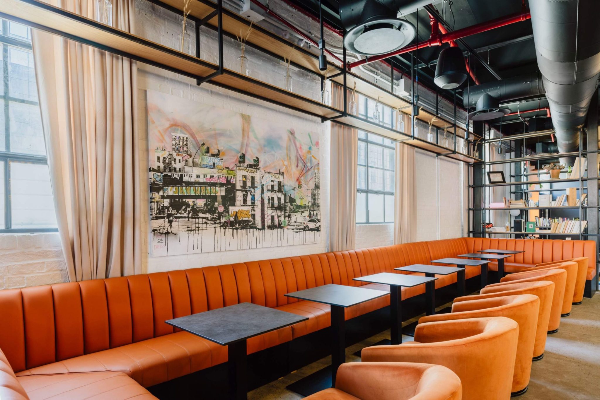 A private event underway at Jaywalker, the working cocktail bar and distillery in Bushwick, Brooklyn
